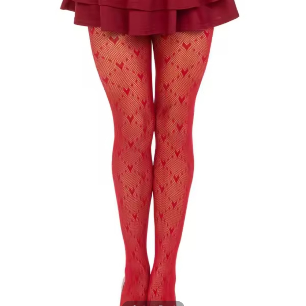 Red Heart Patterned Tights